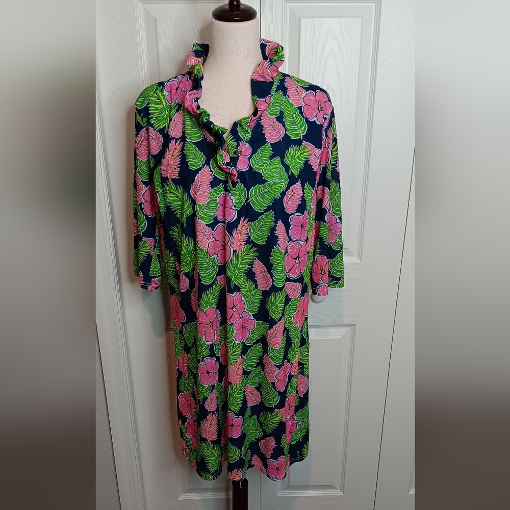 Floral Ruffle Dress - Pink and Green